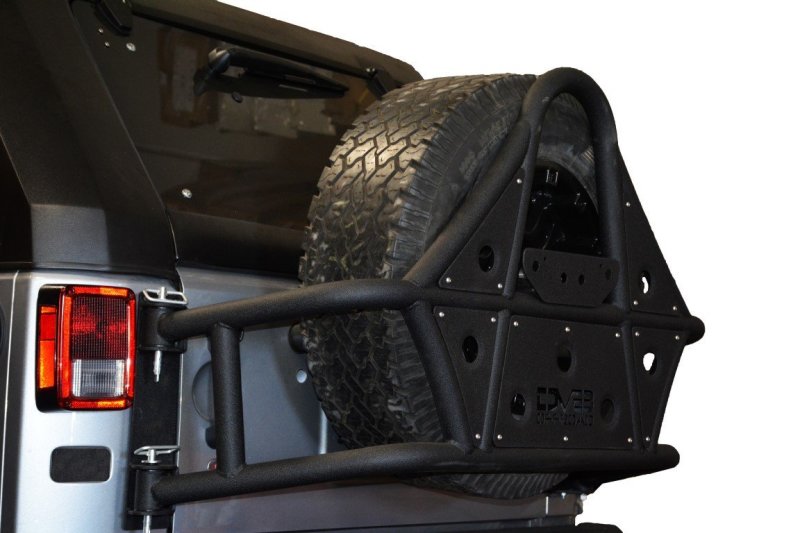 Jeep Wrangler Spare Tire Carrier - DV8 Offroad - Body Mount Tire Carrier - Textured Black - `07-`18